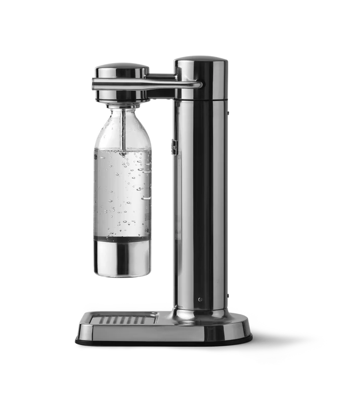 Aarke Carbonator 3 Steel on kitchen counter – lifestyle photo