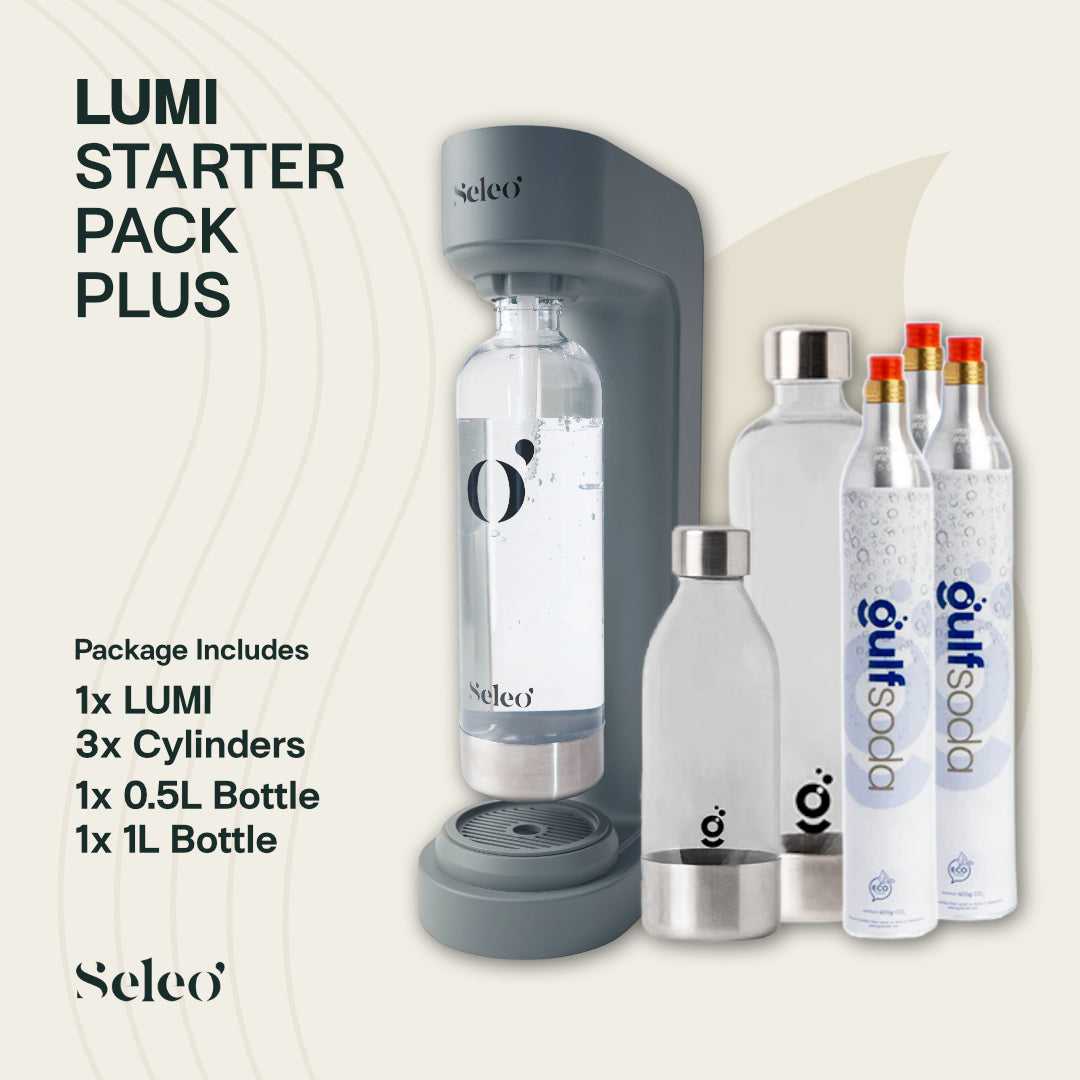 Lumi soda maker from Starter Pack Plus on kitchen counter